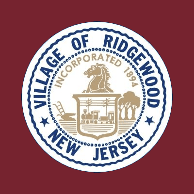 Village of Ridgewood New Jersey Seal with maroon background