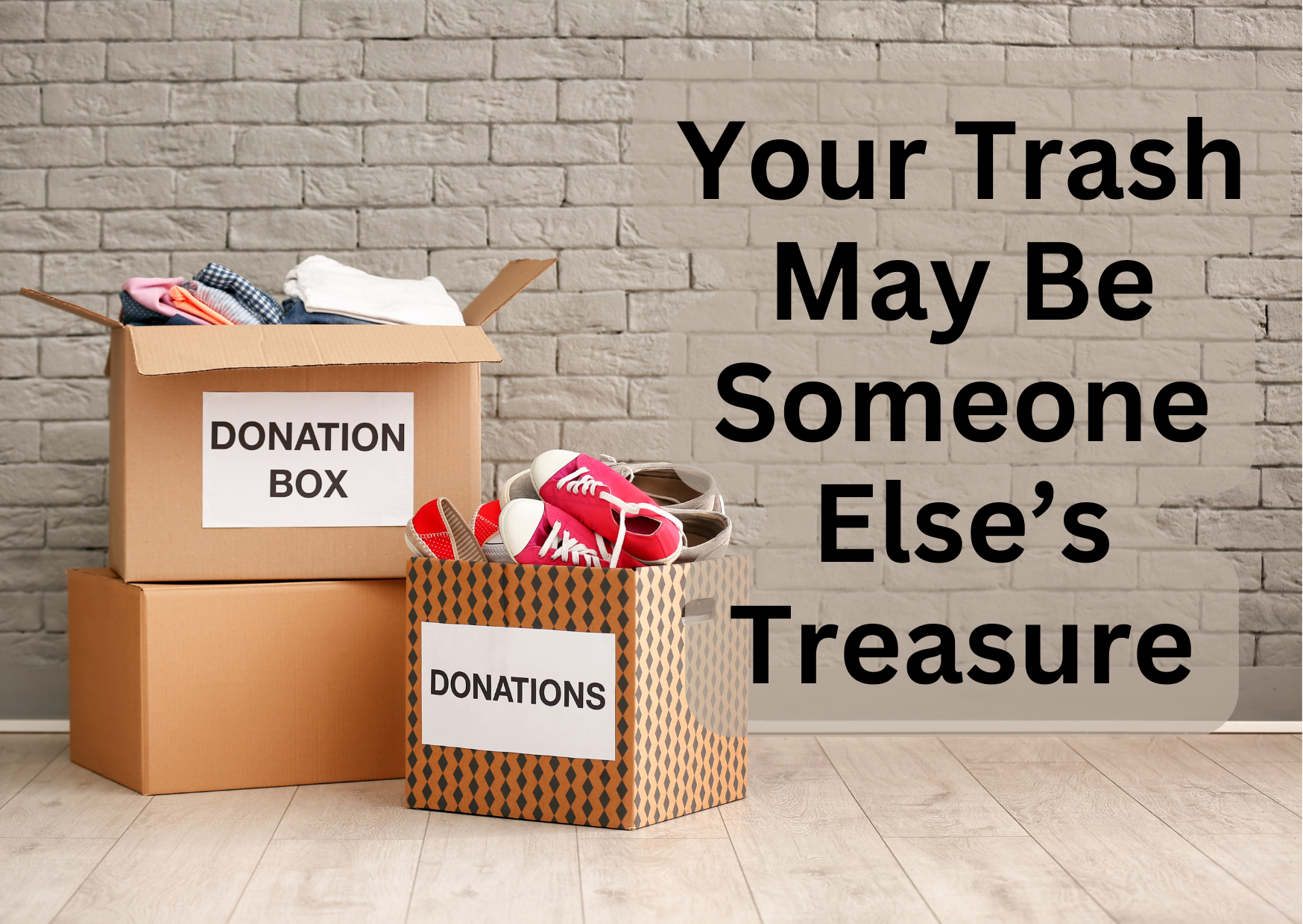 Boxes Labeled Donation and Stuffed with Reusable Items