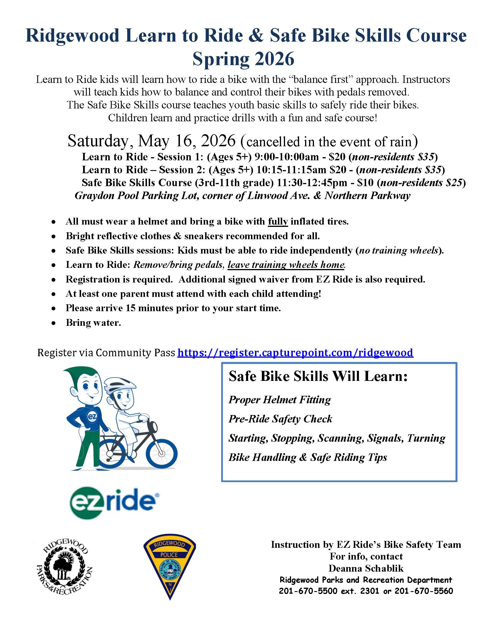 Bike Safety Event with EZ Ride May 16, 2026